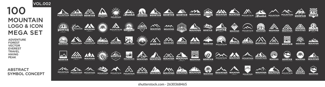 Set of abstract mountain logo design template. Vector illustration