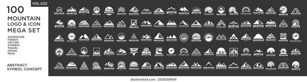 Set of abstract mountain logo design template. Vector illustration