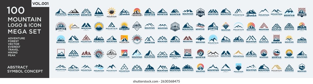 Set of abstract mountain logo design template. Vector illustration
