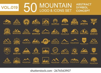 Set of abstract mountain logo design template. Vector illustration