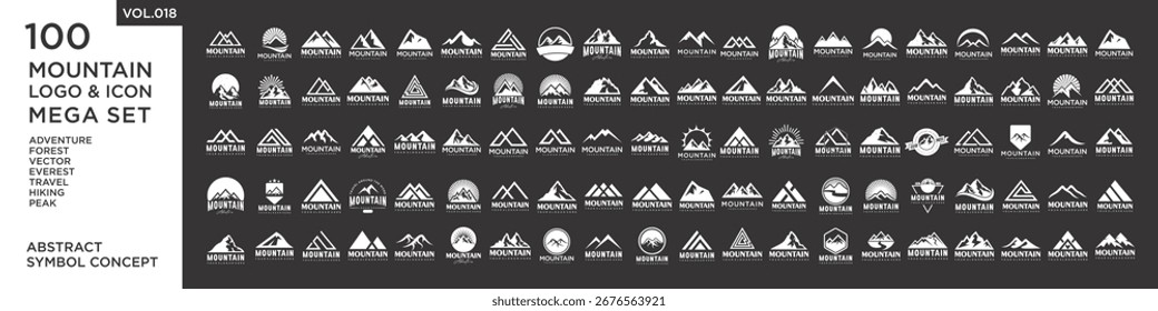 Conjunto de Plantilla de diseño de logotipo de montaña abstracto. Ilustración vectorial