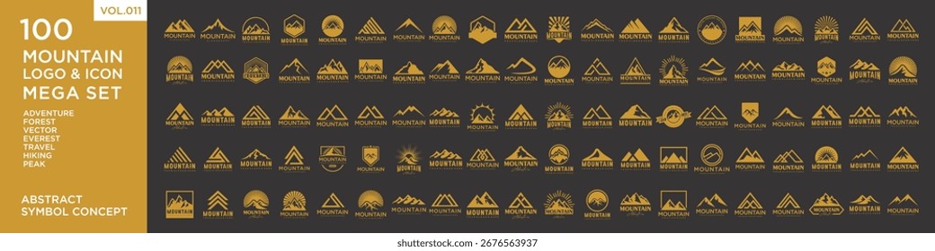 Set of abstract mountain logo design template. Vector illustration