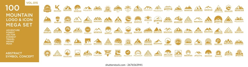Conjunto de Plantilla de diseño de logotipo de montaña abstracto. Ilustración vectorial
