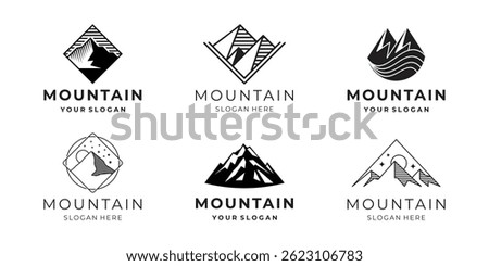 Set of abstract mountain logo template. Vector illustration