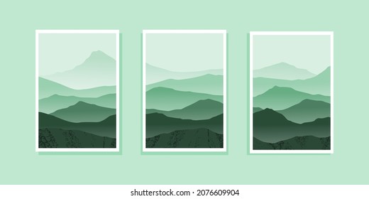 Set of abstract mountain painting. abstract art background. Vector Illustration.