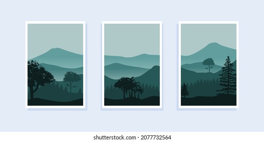 Set of abstract mountain painting. abstract art background. Vector Illustration.