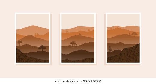 Set of abstract mountain painting. abstract art background. Vector Illustration.
