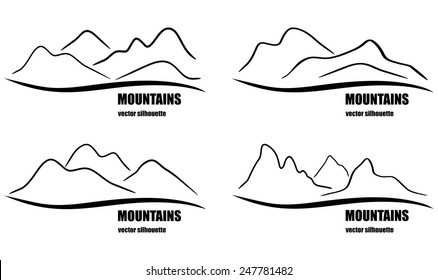 Set of abstract  mountains silhouette. Vector collection for design logo, emblems and banners.