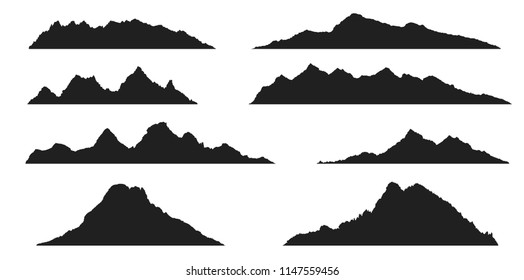 Set of abstract mountains silhouettes on the white background