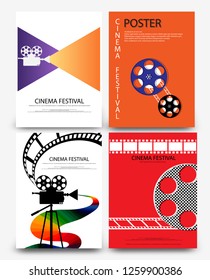 Set of abstract movie and film modern retro vintage poster template background vector illustration