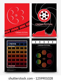 Set of abstract movie and film modern retro vintage poster template background vector illustration