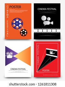 Set of abstract movie and film modern retro vintage poster template background vector illustration