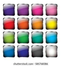 Set of abstract multi color backgrounds with a silver frame, with space for your text. Vector illustration.