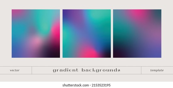 Set of abstract multicolor gradient background. Vector blurred design
