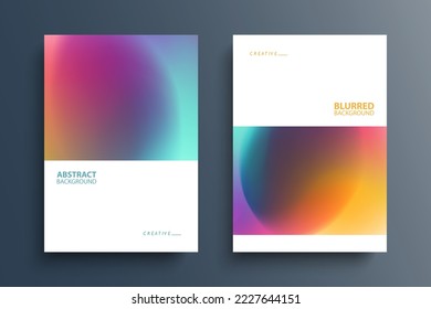 Set of abstract multicolored backgrounds with blurred color gradients. Bright color templates for brochures, posters and covers. Vector illustration.
