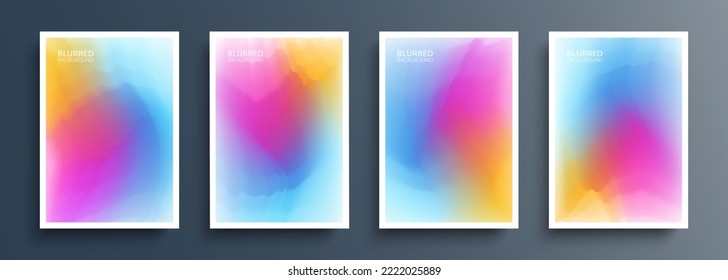 Conjunto de fondos abstractos multicolores con degradados de color. Humo de color. Colección de plantillas de colores vivos para folletos, carteles, volantes y portadas. Ilustración vectorial.