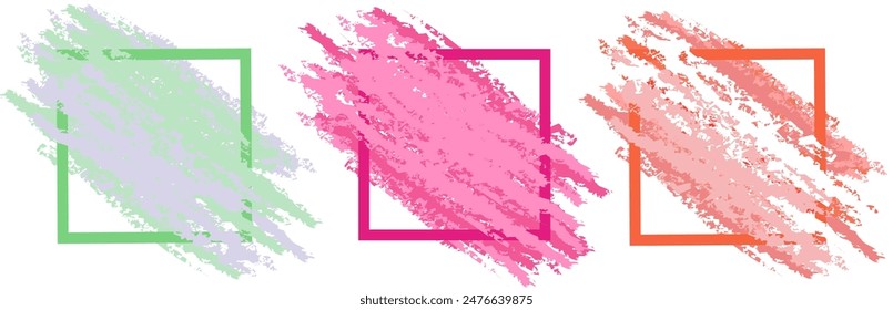 Set of abstract multicolored grunge style frames Vector isolated illustrations A collection of hand drawn templates for announcements congratulations advertisements advertising web