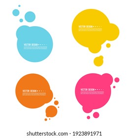 Set of abstract multicolored round banners with particles. Fusion of liquid droplets. Circle text box.