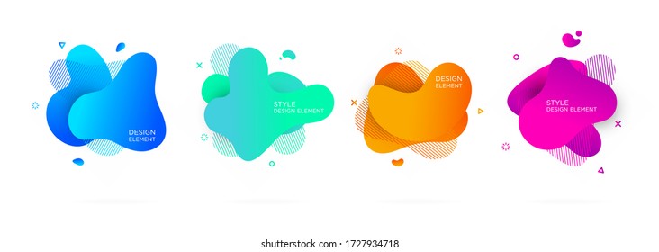 Set of abstract multicoloured modern graphic elements. Dynamical forms and line. Gradient abstract banners with flowing liquid shapes. Template for  design of a logo, presentation or flyer.Vector