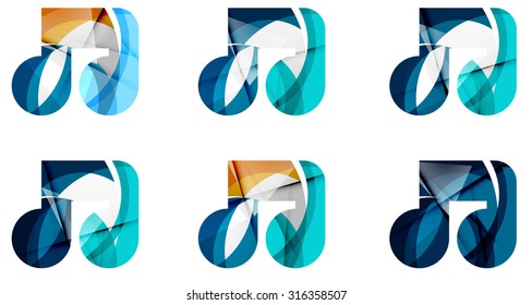 Set von abstrakten Noten Symbol, Business Logotype Konzepte, sauberes modernes geometrisches Design. Mit transparenten abstrakten Wellenlinien erstellt