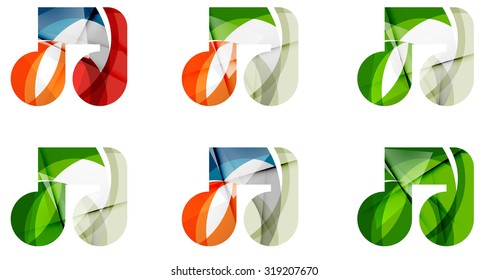 Set von abstrakten Noten Symbol, Business Logotype Konzepte, sauberes modernes geometrisches Design. Mit transparenten abstrakten Wellenlinien erstellt