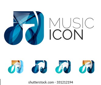 Set von abstrakten Noten Symbol, Business Logotype Konzepte, sauberes modernes geometrisches Design. Mit transparenten abstrakten Wellenlinien erstellt