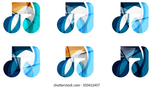 Set von abstrakten Noten Symbol, Business Logotype Konzepte, sauberes modernes geometrisches Design. Mit transparenten abstrakten Wellenlinien erstellt