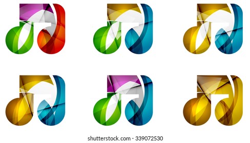 Set von abstrakten Noten Symbol, Business Logotype Konzepte, sauberes modernes geometrisches Design. Mit transparenten abstrakten Wellenlinien erstellt