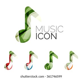 Set of abstract music note icon, business logotype concepts, clean modern geometric design