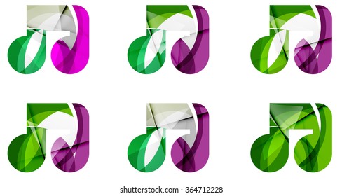Set of abstract music note icon, business logotype concepts, clean modern geometric design