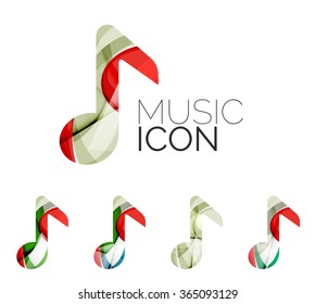 Conjunto de ícono de nota musical abstracta, conceptos de logotipo empresarial, diseño geométrico moderno y limpio