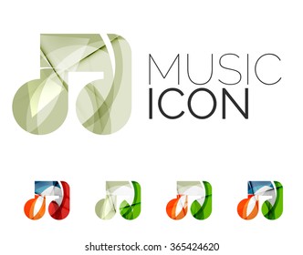 Set of abstract music note icon, business logotype concepts, clean modern geometric design