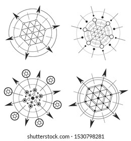 Set of abstract mystical geometry signs.