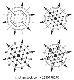 Set of abstract mystical geometry signs.