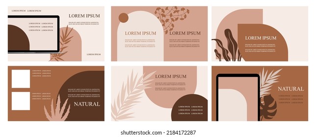 Set of abstract natural templates for presentation. Horizontal banners. Vector flat illustrations. EPS 10. 	
