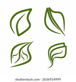 Set Abstract Nature Leaf Symbol in Green