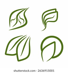 Set Abstract Nature Leaf Symbol in Green
