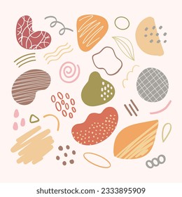 Set of abstract nature organic geometric shapes vector illustration. Isolated on white background. Trendy elements.