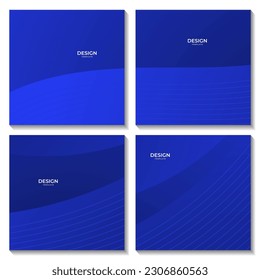 set of abstract navy blue wave gradient background for business
