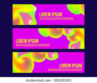 set of abstract neon fluid banner for landing page web or print element. clipping mask liquid vector