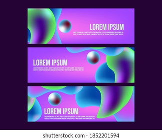 conjunto de banner de neon fluido abstracto para la página de aterrizaje web o elemento de impresión. vector líquido de máscara de recorte