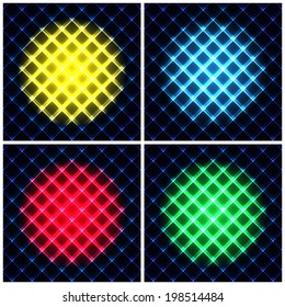 Set of abstract neon light black texture vector illustration