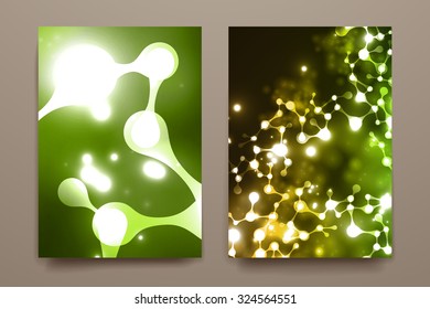 Set of abstract neon structure of the DNA molecule