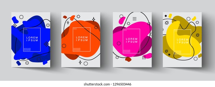 set of abstract new modern graphic elements. Dynamical colored forms and line with Gradient abstract banners with flowing liquid shapes