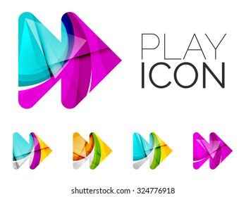 Conjunto de abstractos iconos de flecha de siguiente juego, conceptos de logotipo de negocios, diseño geométrico moderno limpio. Creado con líneas de onda abstractas transparentes
