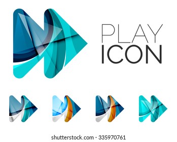 Conjunto de abstractos iconos de flecha de siguiente juego, conceptos de logotipo de negocios, diseño geométrico moderno limpio. Creado con líneas de onda abstractas transparentes