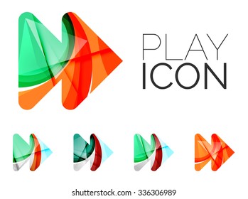 Conjunto de abstractos iconos de flecha de siguiente juego, conceptos de logotipo de negocios, diseño geométrico moderno limpio. Creado con líneas de onda abstractas transparentes