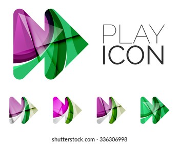 Conjunto de abstractos iconos de flecha de siguiente juego, conceptos de logotipo de negocios, diseño geométrico moderno limpio. Creado con líneas de onda abstractas transparentes
