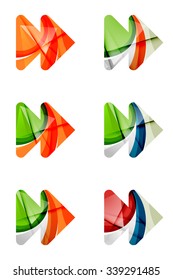 Conjunto de abstractos iconos de flecha de siguiente juego, conceptos de logotipo de negocios, diseño geométrico moderno limpio. Creado con líneas de onda abstractas transparentes