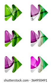 Set of abstract next play arrow icon, business logotype concepts, clean modern geometric design